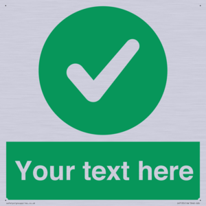 Custom green background, green circle with tick